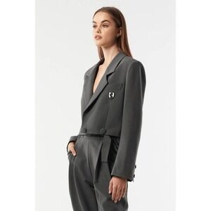 VHNY Vivienne Hu Oversized Double Button Cropped Blazer